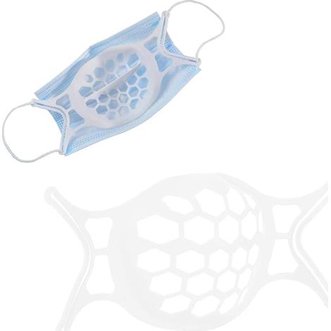 Lot de 6 supports pour masque 3D, protections pour masque en silicone lavables et réutilisables, pour protéger le maquillage et empêcher le tissu de toucher la bouche, pour femmes (blanc) (1/5)