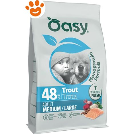 Oasy Dog Monoprotein Formula Adult Medium/Large con Trota - Sacco 10 Kg -