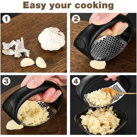 Presse-ail en acier inoxydable, ustensiles de cuisine ménagers manuel portable, pour écraser l'ail gadgets de cuisine (1 Pcs) (1/4)