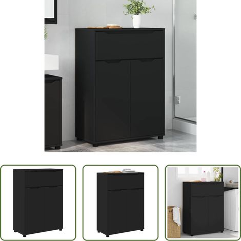 Holzschrank - Badezimmerschrank Schwarz 72,5 x 36,5 x 100 cm Holzwerkstoff (1/5)