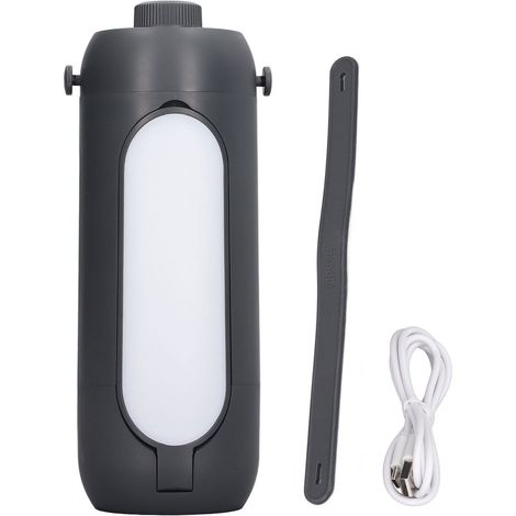 Lampe de camping pliante rechargeable USB 10 000 mAh, lanterne suspendue à poignée, intensité variable, gris foncé, pour tente et voyage. (1/5)