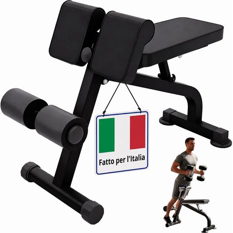 Relaxdays panca fitness pieghevole regolabile, iperestensioni, curl e addominali, fino a 150 kg, multifunzione, nera (1/5)