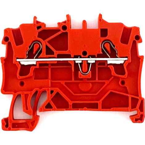 Morsettiera 2 Poli Rosso per Guida DIN 35mm, 1.5mm²