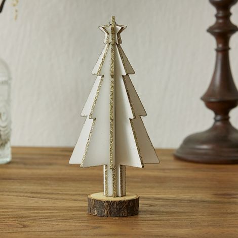 Arbre De Noël En Résine - Décoration De Table Intérieure - Arbre Miniature Pour Scène De Noël - Blanc - 1 Pièce (1/5)