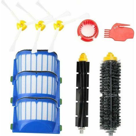 Accessorio per iRobot Roomba Serie 600 Kit di manutenzione con spazzole e filtri, kit di ricarica per Roomba Serie 600 605 610 612 615 620 630 645 650 660 670 675 680 681 695 696. Kit da 10 pezzi. (1/4)