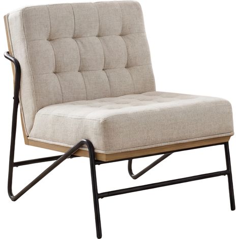 Wahson Poltrona da Lettura in Tessuto di Lino per Camera da Letto, Beige