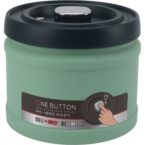 Boîte de conservation hermétique en acier inoxydable pour aliments de cuisine, type presse, sous vide, pour thé, café, grains de thé, farine, céréales, sucre, vert menthe, 1100 ml, 14,2 x 11,5 cm (1/5)