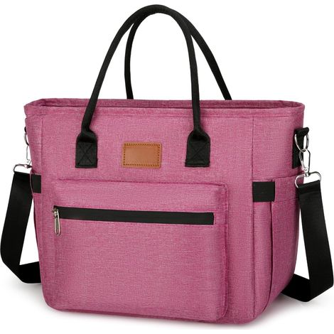 Sacs à Lunch Isothermes pour Femme Homme,15L Grande Capacité Sac Isotherme Repas Portable Lunch Bag Pour Pique-nique/école/Bureau (15L,Rose)