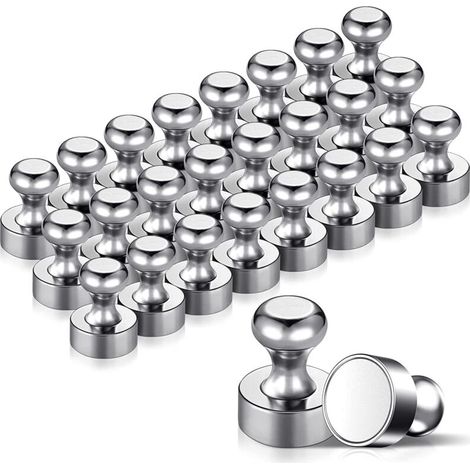 24 starke Metallmagnete (12 x 16 mm) – Edelstahlmagnete für Kühlschrank, Präsentationstafeln etc. – inklusive Aufbewahrungsbox