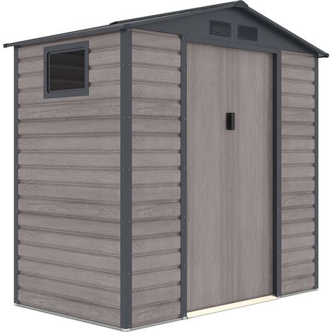 Caseta Metálica Gardiun Surrey 2,71 m2 Exterior 213x127x211 cm de Acero con Ventana Lateral y Efecto Madera Veteada (1/5)