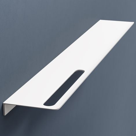 doporro Duschablage ohne Bohren aus Aluminium, Länge 80 cm, selbstklebendes Duschregal mit Handtuchhalter, 2-in-1 Badezimmer Organizer für Dusche & Bad, Matt weiß