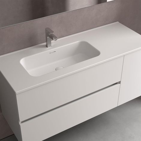 Lavabo CONSTANZA 1000D sans siphon ni bonde click, pour meuble 700 MAT BLANC 1010 x 20 x 460 mm (1/2)