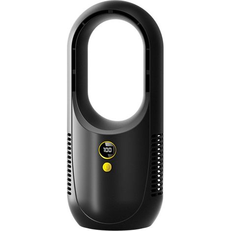 Ventilador de escritorio sin aspas con pantalla LED, ventilador personal pequeño, silencioso y portátil, enfriador de aire, negro.