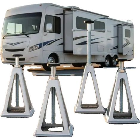 Crics de stabilisation de caravane, hauteur réglable, construction en aluminium durable, Rouge (1/2)