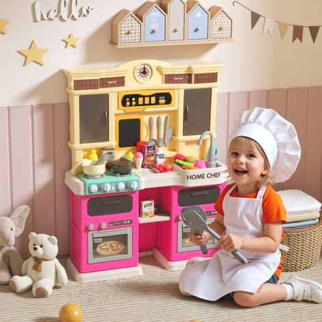 Cuisine pour enfants avec eau courante, ensemble de 85 accessoires, robinet électrique, lumières et sons, pour les enfants de 3 à 6 ans.