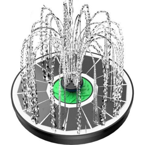 Fontaine solaire en verre pour bain d'oiseaux - Sans pile, 2,5 W, fleurs vertes, avec 4 tiges fixes et 8 buses, idéale pour bain d'oiseaux, étang, piscine, extérieur, jardin (1/5)