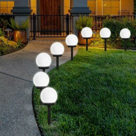 Lampes Exterieure Solaires De Jardin Au Sol, Exterieure Étanche Lumiere 8 Pack IP44 Globe Stake lumière Pour extérieur Villa pelouse Jardin, Paysage, Allée, Cour, Patio (1/5)