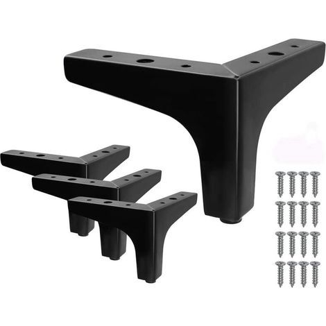 Set de 4 Pieds de Lit en Métal en Forme de Triangle - Noir, Hauteur de 10cm (1/5)