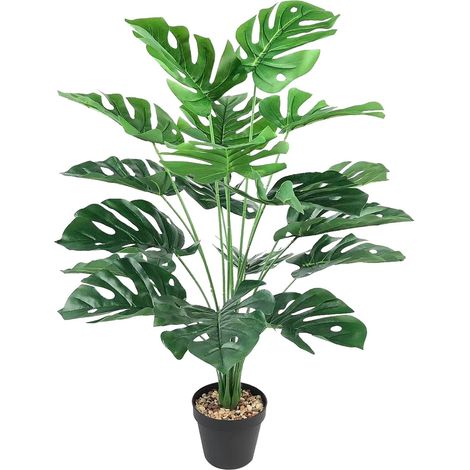 Fausses Plantes en Pot Plantes Artificielles Palmier Arbre Monstera Tropical Vertes Décoration Artificiel Fleurs Soie pour Mariage Bureau Interieur ou Exterieur Decoration Moderne de 75cm (1/5)