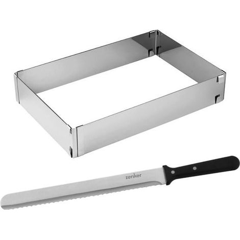 Cadre à gâteau rectangulaire réglable et couteau à pâtisserie - ZENKER - Smart Pastry - 30 cm (1/4)