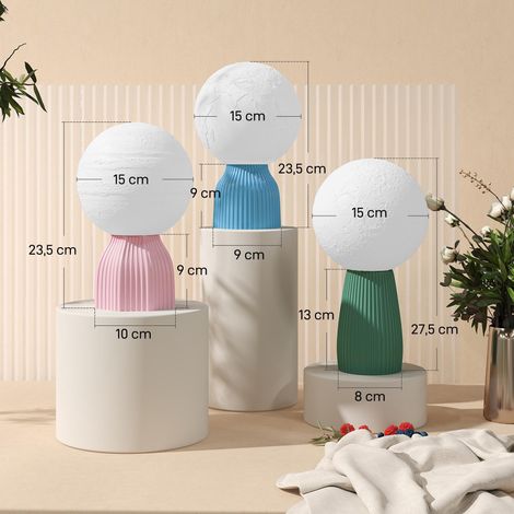 Ensemble de 3 lampes de chevet 3D blanches, 3 couleurs, 10 niveaux de luminosité réglables, connexion USB. (1/5)