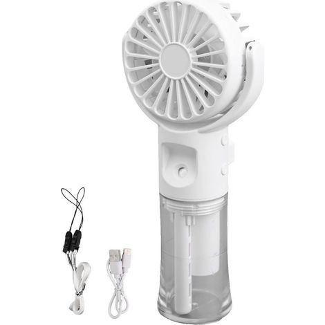 Wiederaufladbarer, tragbarer Nebelventilator mit 4 Geschwindigkeitsstufen, USB-C-Kühlung mit Wassertank, Weiß-KZQ (1/5)