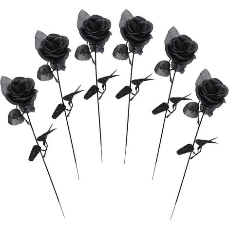 Lot de 6 roses artificielles noires - Parfaites pour divers décors (1/5)