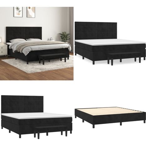 Boxspringbett mit Matratze Schwarz 160x200 cm Samt - Matratze - Samt (1/5)