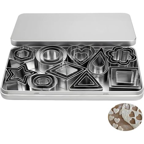 Emporte-pièce - Lot de 30 - Acier Inoxydable - Formes Géométriques - Pâtisserie et Biscuits - Mini Taille (1/5)