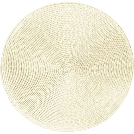 MINKUROW Set di 4 tappetini da tavolo rotondi intrecciati in PP lavabili e resistenti al calore 38 cm(Crema) (1/5)
