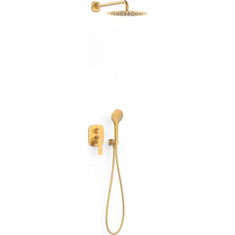 Kit mitigeur encastré 2 voies Rapid‑box pour douche Loft Or Mat 24K - TRES 22238004OM