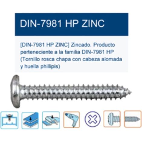 Schraube mit Flachkopf DIN 7981HP PH35,5x7012x2,3/4T8155070
