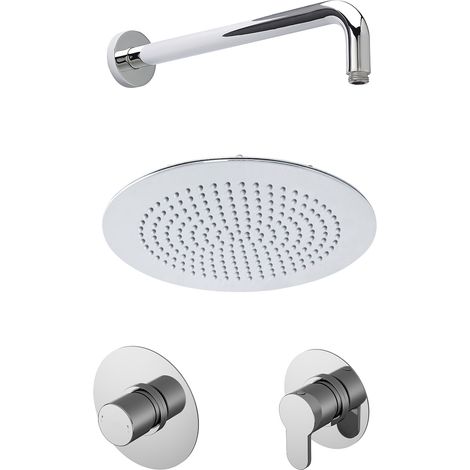 1 Outlet Luxury Shower Bundle - Stop Tap, Temperature Control, Arm & Head - Chrome (1/2)