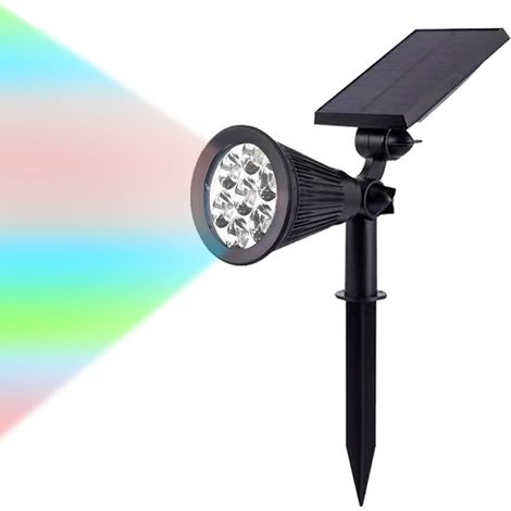 Projecteur solaire paysager pour jardin, 4/7 LED, allumage/extinction automatique, pour cour, jardin, allée (multicolore, 7 LED) (1/5)