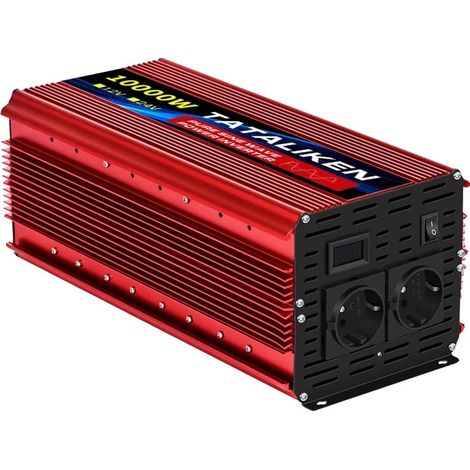 Inverter solare, convertitore a onda sinusoidale pura, uscita stabile 220-240 V, display LED intelligente per un utilizzo affidabile in casa, auto e energia solare, 10000 W, 12 V 50 Hz, 220-240 V, Eur (1/2)