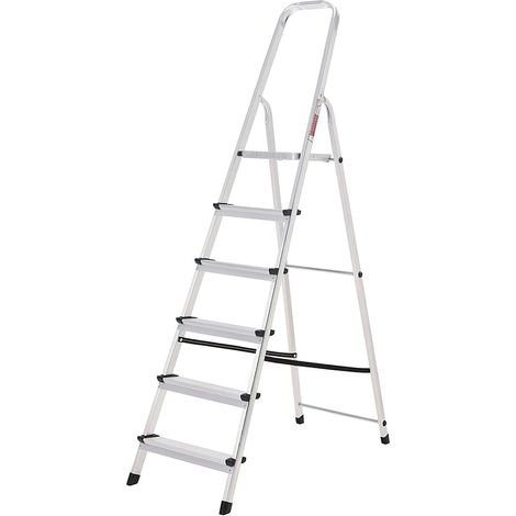 Oryx Escalera Aluminio 6 Peldaños Plegable, Uso doméstico, Antideslizante, Ligera y Resistente (1/5)