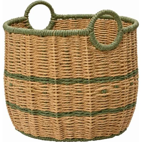 Cesta in Ferro e Carta Rossa 30x30 cm con Manici - Colore Verde Naturale