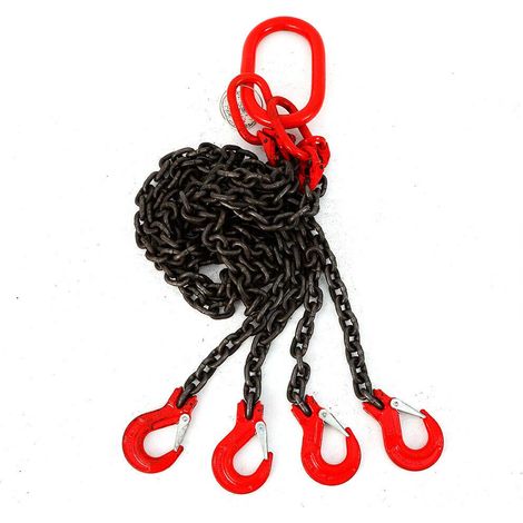 Cadena de 4 cadenas de 5 T, 1,5 m, gancho de cabeza de horquilla, resistente al desgaste, adecuada para minería, máquinas, puertos, edificios