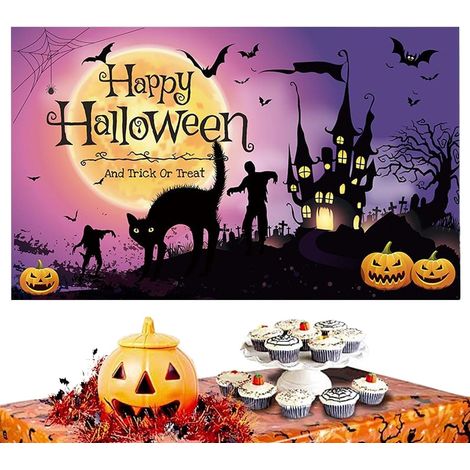 (180 x 110 cm)Bannière de fond pour fête d'Halloween Convient pour les décorations de, les magasins, les chambres et les pièces. (1/5)