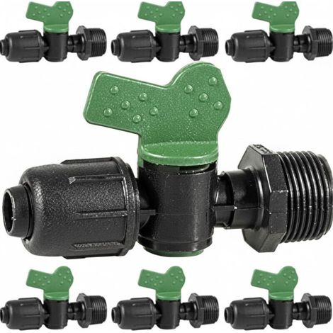 Lot de 10 Vanne goutte à goutte ruban plat 16mm x 1/2'' (1/5)