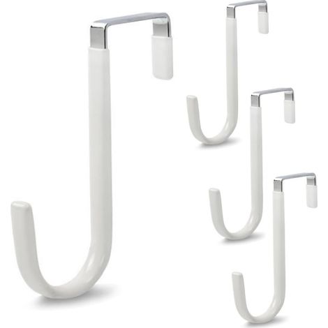4 crochets au-dessus de la porte, en plastique épaissi, adaptés aux portes d'une largeur inférieure à 3,7 cm, comme crochets au-dessus des armoires, cintres (blanc) (1/5)
