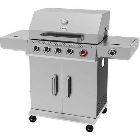 Gasgrill 19kW, 4+1 Brenner, Edelstahl 70x45x55cm (1/5)