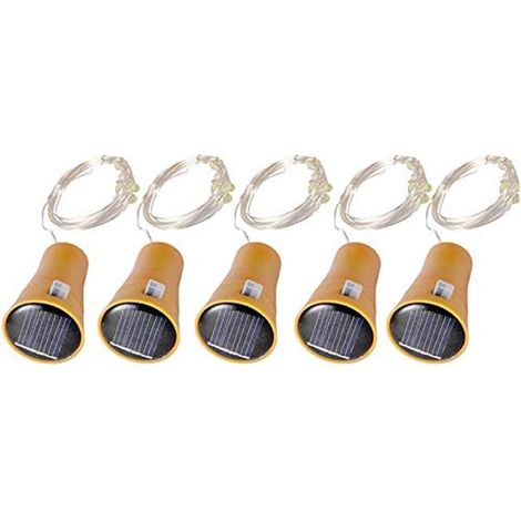 Bouteille Cork Fairy Light Bottle Light Cork Bloud Solar Fairy Light String NUMéRIELLE POUR LE NUMéRIEUR DIY Décorations de mariage (blanc chaud-5pcs) (1/5)