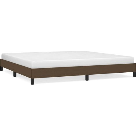 Maison Exclusive - Cama sin colchón tela marrón oscuro 200x200 cm (1/5)