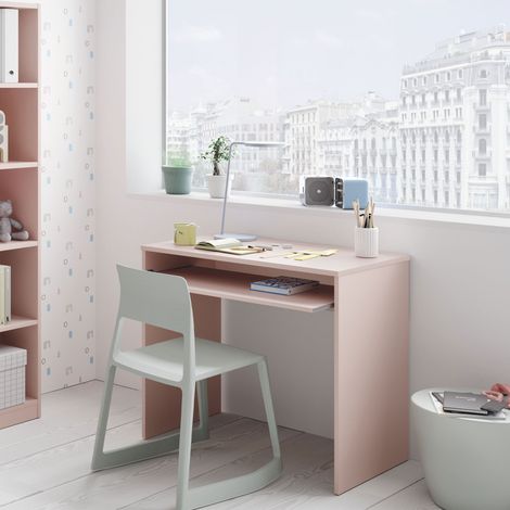 Bureau avec plateau coulissant 90x54x79 cm rose