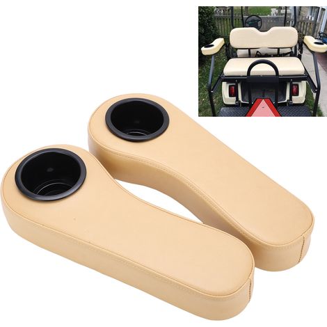 Accoudoir universel pour siège arrière avec porte-gobelet pour voiturette de golf EZGO Yamaha (2 pièces) (beige) (surpoids) (1/5)