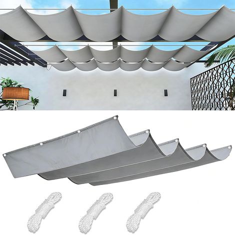Auvent de terrasse, toile ondulée – Avec œillets et cordes – Réglable – Anti-UV, déperlant – Tissu Oxford – Dimensions 1 × 4,5 m – Idéal pour jardin, pergola, balcon (1/4)