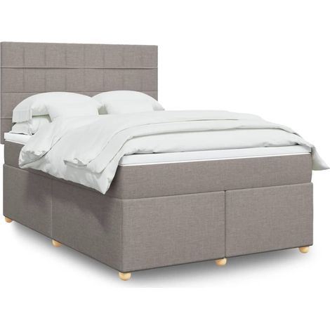 vidaXL Sommier à lattes de lit avec matelas Taupe 160x200 cm Tissu (1/5)