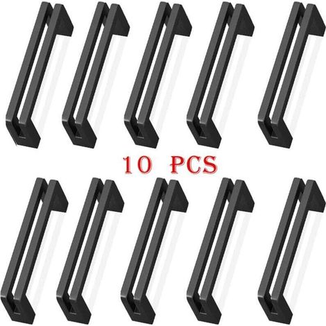 10Pcs poignée meuble entraxe 96mm poignée porte cuisine noire poignee barre meuble poignee de cuisine noire pour Portes, Fenêtres, Tiroirs, Armoires, Réfrigérateurs- Crezuo (1/3)