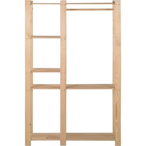 Porte-manteau Penderie Portant Vêtements Bois de Pin Massif 5 Étagères 110 x 38 x 170 cm (1/5)